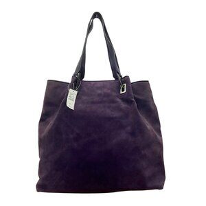 Talbots Women’s Purple Suede Large Dual Leather Handles Tote Bag- New